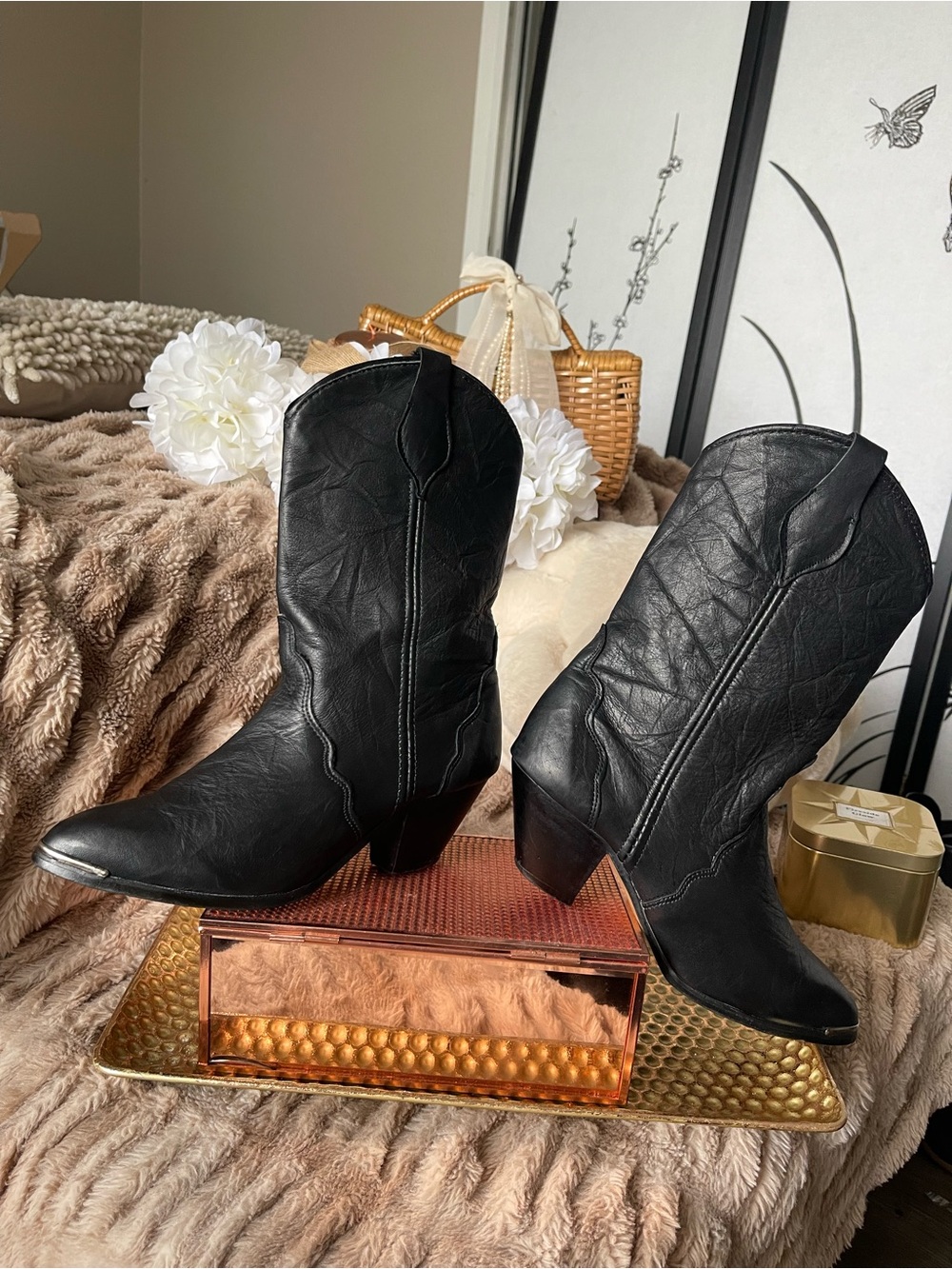 Dingo Amsterdam Black Leather Slouch Boots - Picture 7 of 11